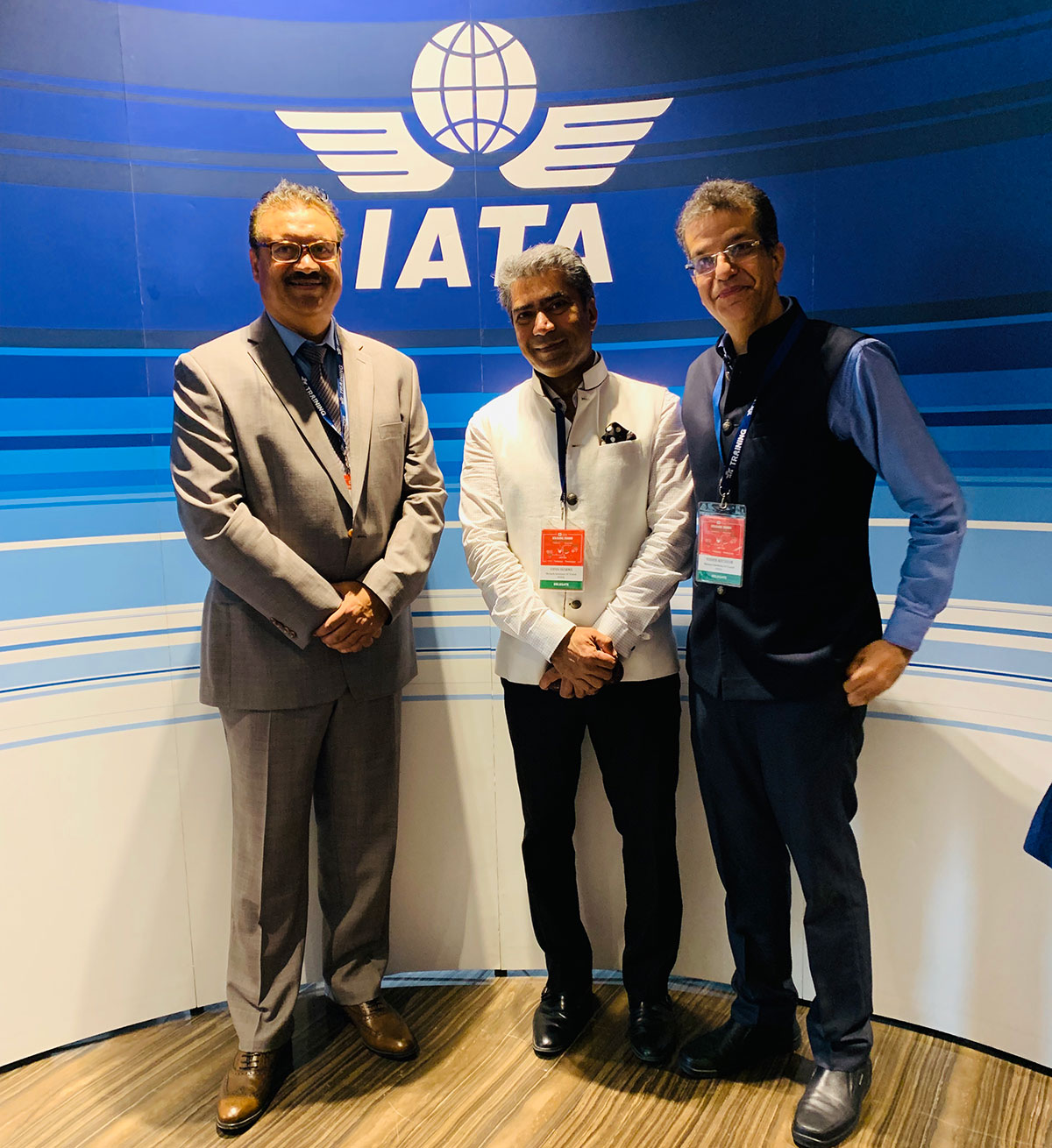 Our Directors Vipan Sharma & Sudhir Kochhar with Gurjit Gill, Manager, Training Partner & Business Development at IATA Training at IATA Global Training Partner Conference held in New Delhi